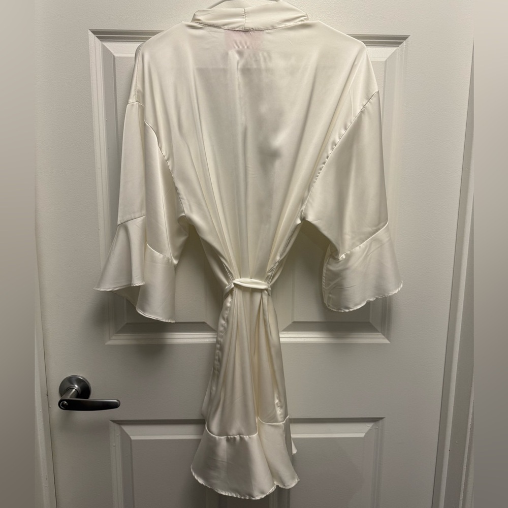 Birdy Grey White Satin Ruffle Robe - Picture 8 of 11